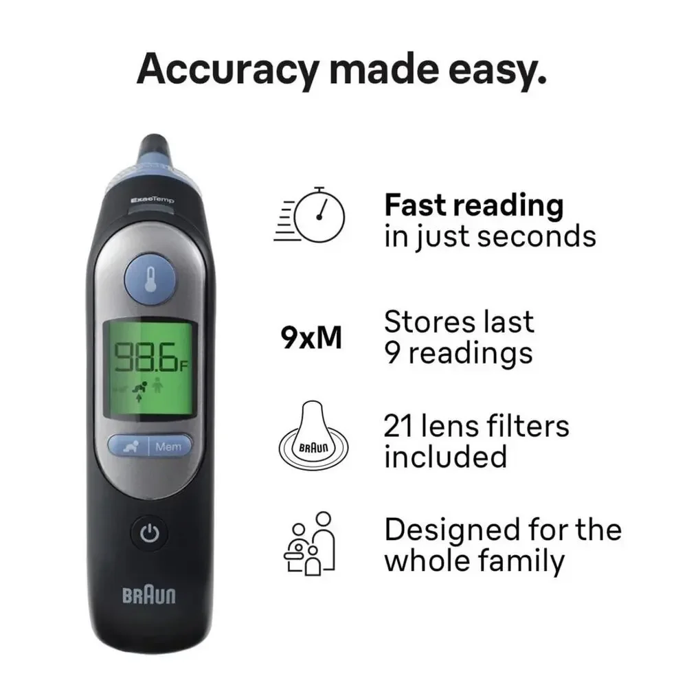 New Braun ThermoScan 7 Ear Thermometer IRT6520BUSV1 for Adults, Babies & Infants